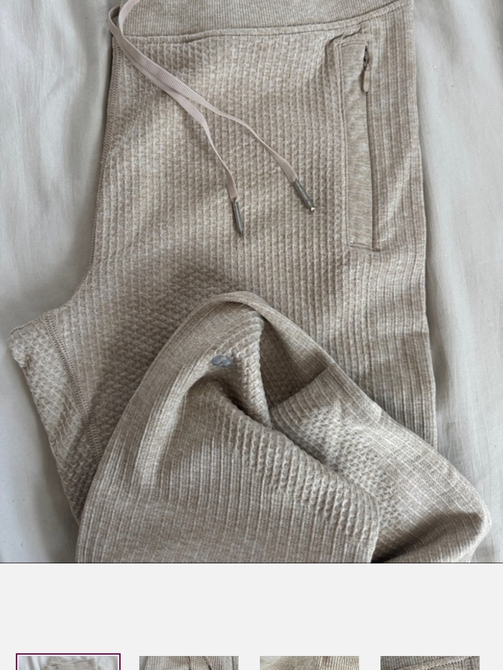 lululemon athletica Beige Waffle Knit Jogger Pants Brand New Size Med
